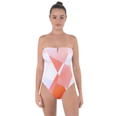 Abstract T- Shirt Peach Geometric Chess Colorful Pattern T- Shirt Tie Back One Piece Swimsuit