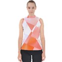 Abstract T- Shirt Peach Geometric Chess Colorful Pattern T- Shirt Mock Neck Shell Top View1