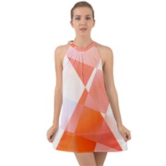 Abstract T- Shirt Peach Geometric Chess Colorful Pattern T- Shirt Halter Tie Back Chiffon Dress by maxcute