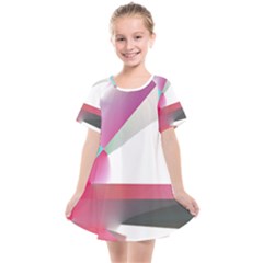 Abstract T- Shirt Pink Bright Abstract Geometry Minimalism T- Shirt Kids  Smock Dress by maxcute