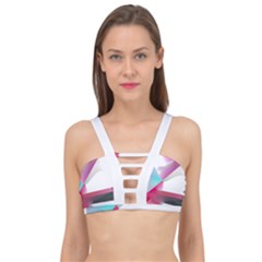 Abstract T- Shirt Pink Bright Abstract Geometry Minimalism T- Shirt Cage Up Bikini Top by maxcute