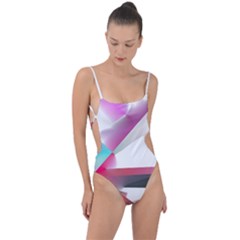 Abstract T- Shirt Pink Bright Abstract Geometry Minimalism T- Shirt Tie Strap One Piece Swimsuit by maxcute