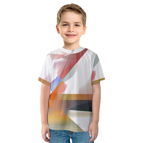 Abstract T- Shirt Pink Colorful Abstract Minimalism T- Shirt Kids  Sport Mesh Tee by maxcute