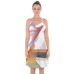 Abstract T- Shirt Pink Colorful Abstract Minimalism T- Shirt Ruffle Detail Chiffon Dress by maxcute