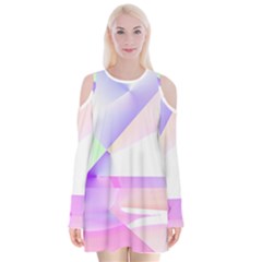Abstract T- Shirt Purple Minimalistic Abstract Digital Art T- Shirt Velvet Long Sleeve Shoulder Cutout Dress by maxcute