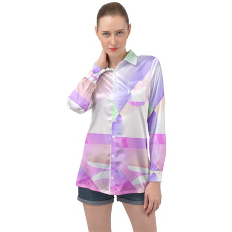 Abstract T- Shirt Purple Minimalistic Abstract Digital Art T- Shirt Long Sleeve Satin Shirt by maxcute