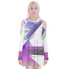 Abstract T- Shirt Purple Northern Lights Colorful Abstract T- Shirt Velvet Long Sleeve Shoulder Cutout Dress by maxcute