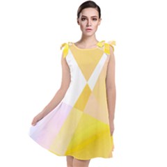 Abstract T- Shirt Yellow Chess Cell Abstract Pattern T- Shirt Tie Up Tunic Dress by maxcute