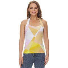 Abstract T- Shirt Yellow Chess Cell Abstract Pattern T- Shirt Basic Halter Top by maxcute