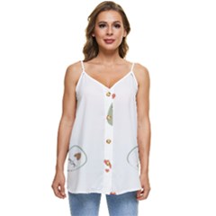 Avocado T- Shirtavocado Pattern T- Shirt Casual Spaghetti Strap Chiffon Top