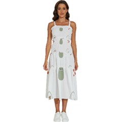 Avocado T- Shirtavocado Pattern T- Shirt Sleeveless Shoulder Straps Boho Dress