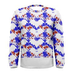 Bat Pattern T- Shirt White Bats And Bows Red Blue T- Shirt Men s Long Sleeve Tee by maxcute