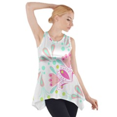 Batik T- Shirt Batik Floral Pattern T- Shirt Side Drop Tank Tunic by maxcute