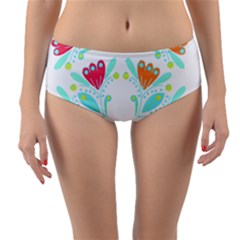 Batik T- Shirt Batik Flower Pattern 5 Reversible Mid-waist Bikini Bottoms by maxcute