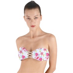 Batik T- Shirt Batik Flower Pattern 7 Twist Bandeau Bikini Top by maxcute