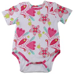 Batik T- Shirt Batik Flower Pattern 7 Baby Short Sleeve Bodysuit by maxcute