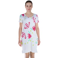 Batik T- Shirt Batik Flower Pattern T- Shirt Short Sleeve Nightdress