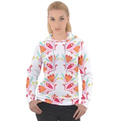 Batik T- Shirt Batik Flower Pattern8 Women s Overhead Hoodie