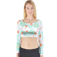 Batik T- Shirt Batik Flowers Pattern 15 Long Sleeve Crop Top by maxcute