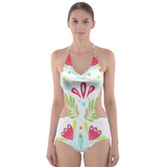 Batik T- Shirt Batik Flowers Pattern T- Shirt Cut-out One Piece Swimsuit by maxcute