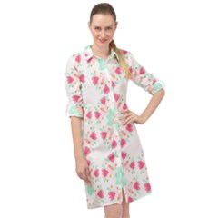 Batik T- Shirt Flowers Batik Pattern T- Shirt Long Sleeve Mini Shirt Dress by maxcute