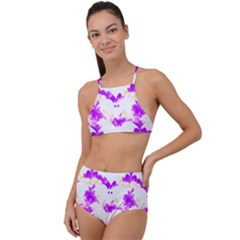 Bats Pattern T- Shirt White Bats And Bows Pink Yellow T- Shirt High Waist Tankini Set by maxcute