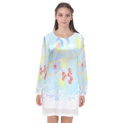 Bird Lover T- Shirtbird T- Shirt (15) Long Sleeve Chiffon Shift Dress  by maxcute