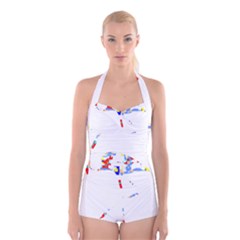 Bird Lover T- Shirtbird T- Shirt (7) Boyleg Halter Swimsuit 