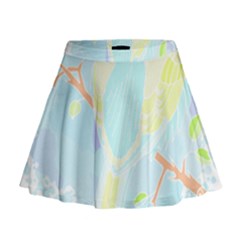 Birds Illustration T- Shirtbird T- Shirt (5) Mini Flare Skirt by maxcute