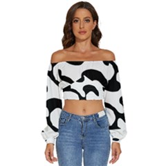 Black And White Swirl Pattern T- Shirt Black And White Swirl Pattern T- Shirt Long Sleeve Crinkled Weave Crop Top by maxcute