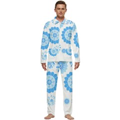 Blue Flowers T- Shirt Blue Psychedelic Floral Power Pattern T- Shirt Men s Long Sleeve Velvet Pocket Pajamas Set by maxcute