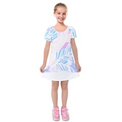 Blue T- Shirt Blue Tropical Pattern T- Shirt Kids  Short Sleeve Velvet Dress by maxcute