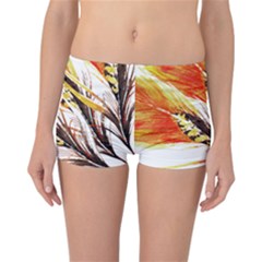 Boho Fire Feather Pattern T- Shirt Boho Fire Feather Pattern T- Shirt Reversible Boyleg Bikini Bottoms by maxcute