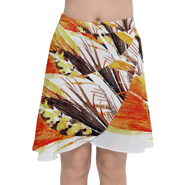 Boho Fire Feather Pattern T- Shirt Boho Fire Feather Pattern T- Shirt Chiffon Wrap Front Skirt