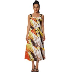 Boho Fire Feather Pattern T- Shirt Boho Fire Feather Pattern T- Shirt Square Neckline Tiered Midi Dress