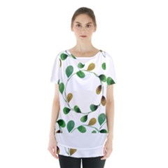 Boho Leaf Pattern T- Shirt Boho Leaf Pattern T- Shirt Skirt Hem Sports Top by maxcute