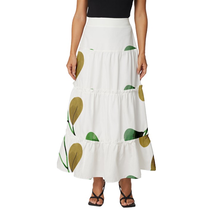 Boho Leaf Pattern T- Shirt Boho Leaf Pattern T- Shirt Tiered Ruffle Maxi Skirt