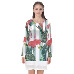 Botanical T- Shirt Botanical Attractive Cardinal Flowers T- Shirt Long Sleeve Chiffon Shift Dress  by maxcute