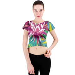 Botanical T- Shirt Botanical Beautiful Flowers T- Shirt Crew Neck Crop Top