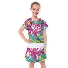 Botanical T- Shirt Botanical Beautiful Flowers T- Shirt Kids  Drop Waist Dress