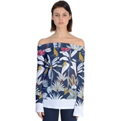 Botanical T- Shirt Botanical Creative Florida Beans T- Shirt Off Shoulder Long Sleeve Top