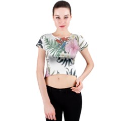 Botanical T- Shirt Botanical Delicate Frog Flowers T- Shirt Crew Neck Crop Top by maxcute