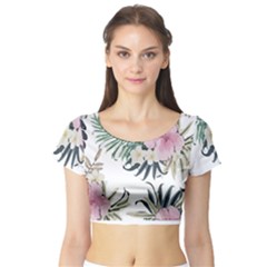 Botanical T- Shirt Botanical Delicate Frog Flowers T- Shirt Short Sleeve Crop Top by maxcute