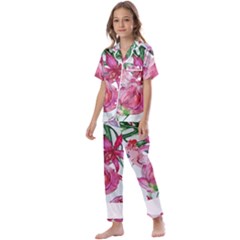 Botanical T- Shirt Botanical Graceful Revival T- Shirt Kids  Satin Short Sleeve Pajamas Set by maxcute