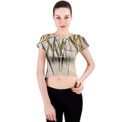 Branches T- Shirt Green Leaves, Branches, Green, Wallart, Summer, Nature, Digital, Art, Minimal, Tro Crew Neck Crop Top