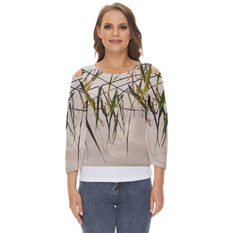 Branches T- Shirt Green Leaves, Branches, Green, Wallart, Summer, Nature, Digital, Art, Minimal, Tro Cut Out Wide Sleeve Top by maxcute