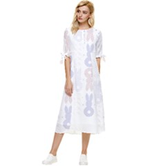 Bunnies T- Shirt Easter Bunnies Pattern T- Shirt Bow Sleeve Chiffon Midi Dress by maxcute