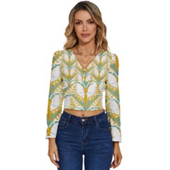 Butterflies T- Shirt Butterflies Pattern T- Shirt Long Sleeve V-Neck Top