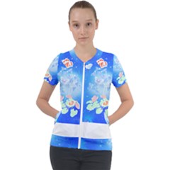 Butterflies T- Shirt Serenity Blue Floral Design With Butterflies T- Shirt Short Sleeve Zip Up Jacket by maxcute