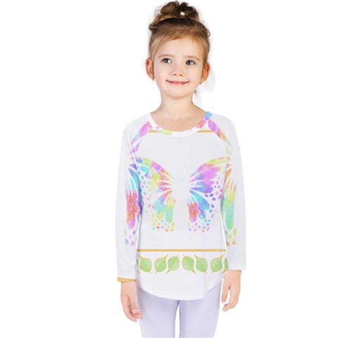 Butterfly Art T- Shirtbutterfly T- Shirt Kids  Long Sleeve Tee by maxcute